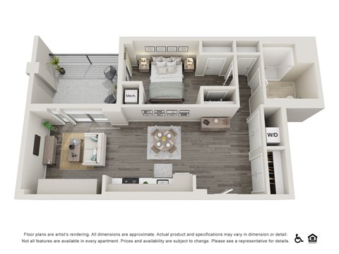 Floor plan for 1 bed, 1 bath, 759 sqft